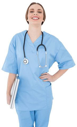 laughing female doctor in scrubs with notebook looking confident - Download Free Stock Videos Pikwizard.com