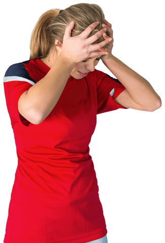 Transparent Image of Disappointed Football Fan in Red Shirt