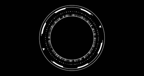 Futuristic circular interface on black background
