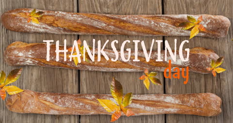 Festive Thanksgiving Day Message with Baguettes