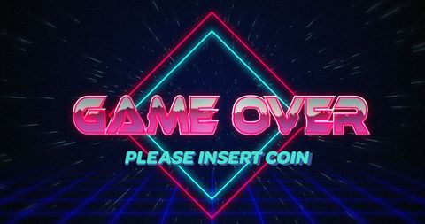 Retro Game Over Glitch with Neon Light Effect