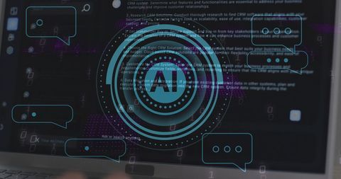 Abstract AI Data Interface on Computer Screen