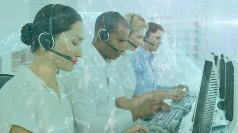 Diverse Customer Service Team with Global Network Overlay