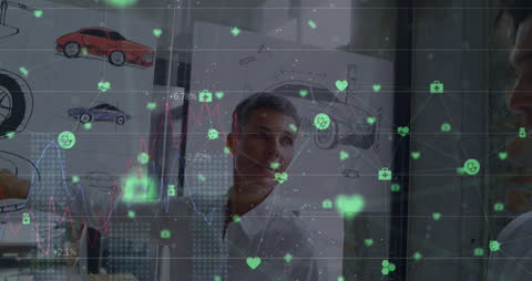 Business Professional Analyzing Digital Network Data Visualization