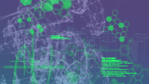 Digital Network and Cityscape with Data Processing Overlay