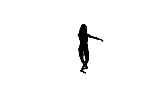 Silhouette of Woman Dancing with Outstretched Arms on White Background - Download Free Stock Images Pikwizard.com