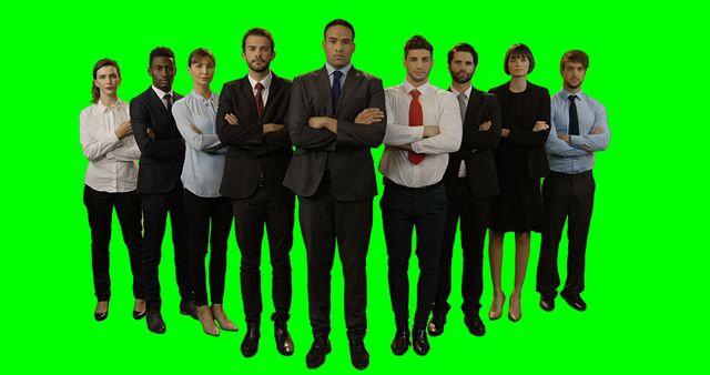 Diverse Business Team Standing With Arms Crossed on Green Screen - Download Free Stock Images Pikwizard.com