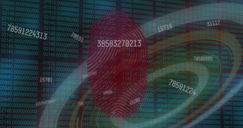 Digital Fingerprint Overlaid on Data Stream and Binary Code Analysis - Download Free Stock Images Pikwizard.com