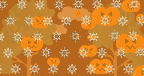 Whimsical halloween jack-o'-lantern pattern with stars