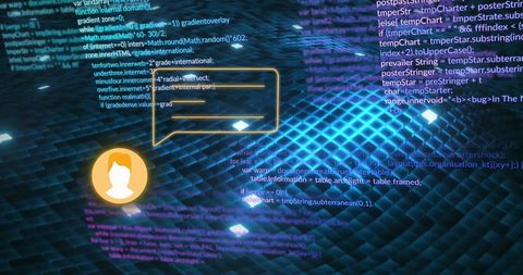 Digital Communication Interface with Data Code in Blue - Download Free Stock Images Pikwizard.com
