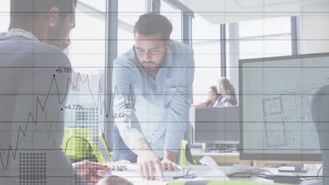 Business Meeting Analyzing Financial Charts and Graphs