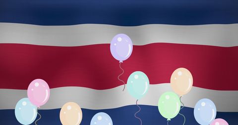 Colorful Balloons Floating over Costa Rica Flag