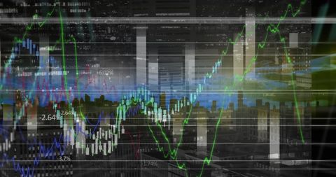 City Skyline with Abstract Financial Graph Overlay - Download Free Stock Images Pikwizard.com