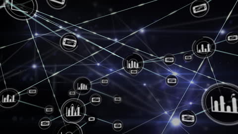 Technological Network Abstract with Data Icons Connections