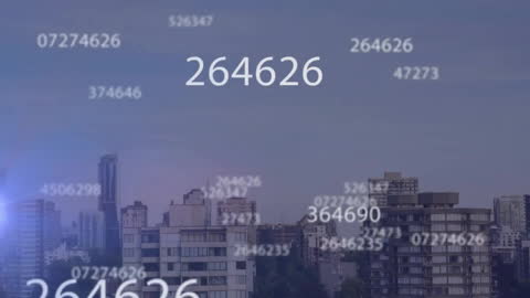 Changing Numbers Overlay on Aerial Cityscape
