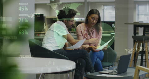 Diverse Professionals Collaborating on Global Business in Office