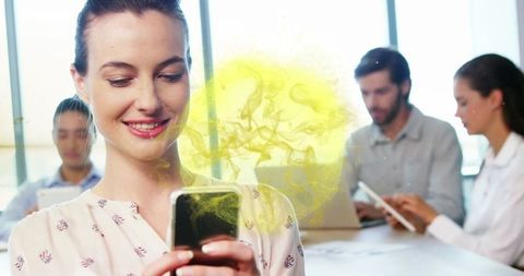 Business Professional Engaging with Smartphone in Modern Office