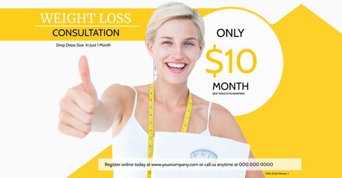 cheerful woman promoting effective weight loss program - Download Free Stock Templates Pikwizard.com