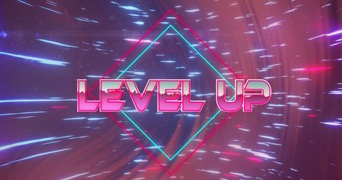 Level up neon text gaming background