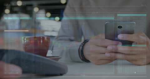 Digital Interface Overlay with Person Using Smartphone