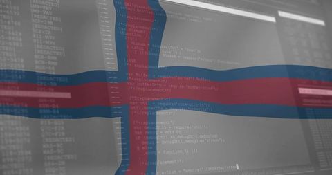 Icelandic flag with programming code reflection