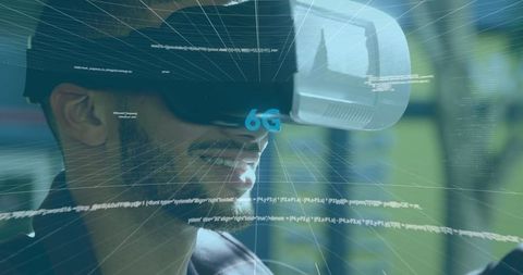 Future of Connectivity: Man Engaging with 6G through VR Technology