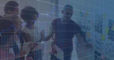 Diverse Team Analyzing Financial Trends and Data