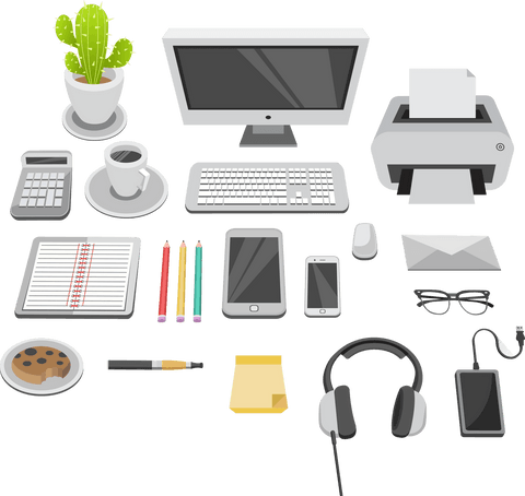 transparent office supplies and gadgets illustration for business concepts - Download Free Stock Videos Pikwizard.com