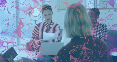 Business Professionals Analyzing Data Visualization in Modern Office