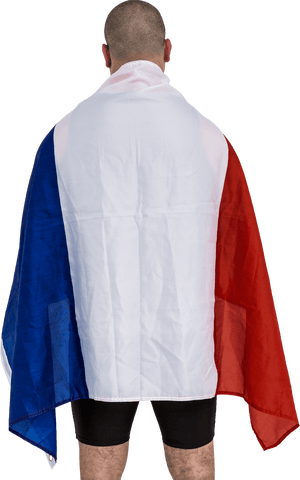 Transparent back view man with netherlands flag wrapped