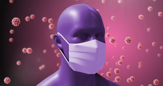 3D Human Model with Face Mask Surrounded by Covid-19 Cells - Download Free Stock Images Pikwizard.com