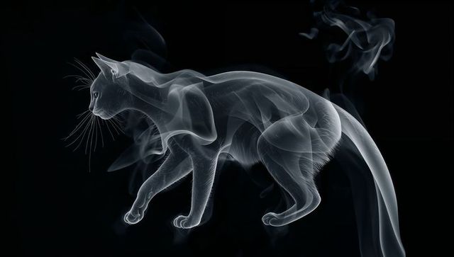 Ethereal Cat Silhouette in Elegant Smoke Display