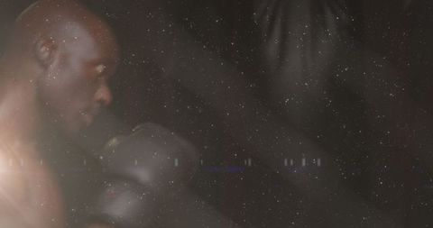 Fearless Boxer Intensity Portrait with Digital Light Effects