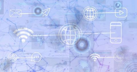 Futuristic Digital Network With Technology Symbols