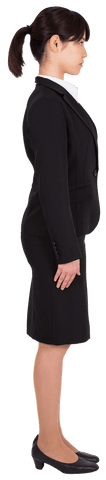 Asian Businesswoman Standing in Profile on Transparent Background