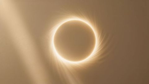 Glowing corona ring with radial flares in circular formation