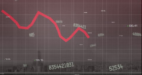 Financial Data Unveiling Downturn Over Urban Skyline