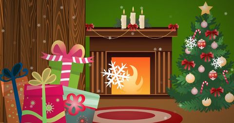 Cozy Christmas Fireplace with Tree and Gifts - Download Free Stock Images Pikwizard.com