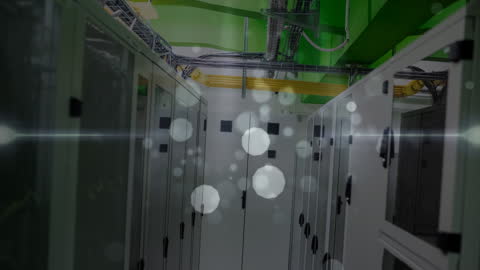 Futuristic Data Center with Glowing Abstract Lights