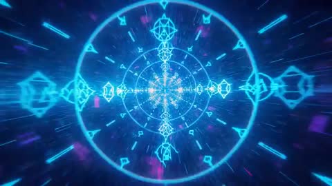 Futuristic Digital Glow Motion Tunnel with Expanding Rings