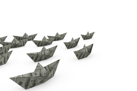 Creative Dollar Boats Floating on Transparent Background