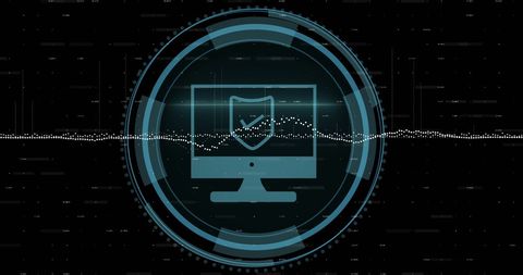 Innovative Cyber Security Symbol on Black Digital Background - Download Free Stock Images Pikwizard.com