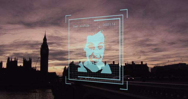 Biometric Data Processed Over London Skyline - Download Free Stock Images Pikwizard.com