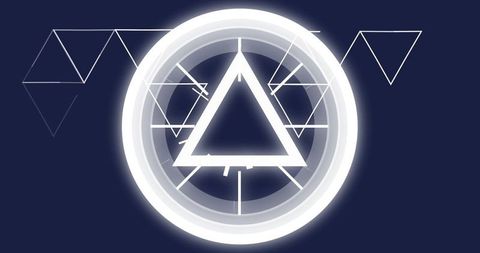 Futuristic glowing triangle in minimalistic abstract art