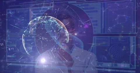 Doctor Interacting with Futuristic Global Digital Interface - Download Free Stock Images Pikwizard.com