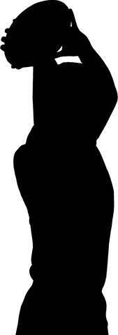 Silhouette of rugby player celebrating with raised arms transparent