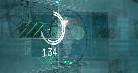 Animation of Digital Data Processing with Futuristic Interface