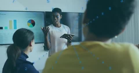 Business Presentation with Digital Analytics in Meeting Room