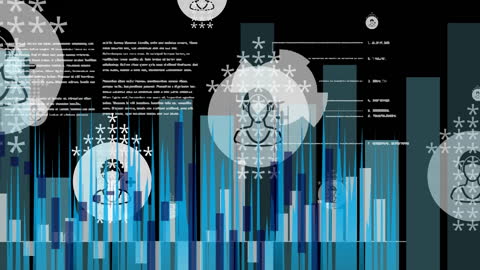 Abstract Data Processing with Global Interface Symbols Atop Black Backdrop