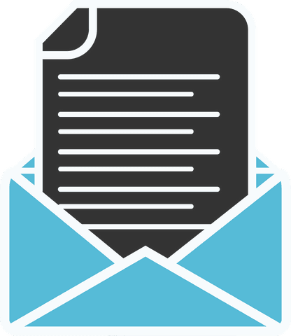 Digital letter heads in blue envelope isolated transparent vector